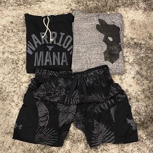 Men’s Large Under Armour Project Rock Tops(2) and Short(1)